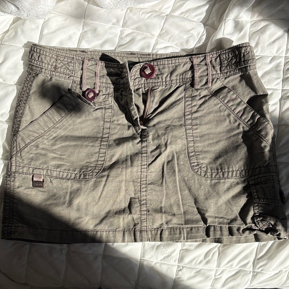Khaki Mini Skirt with Pockets